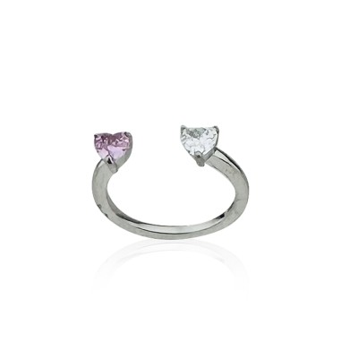 by Eda Çetin - Adjustable Double Heart Stone Ring (1)