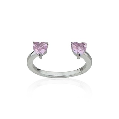 by Eda Çetin - Adjustable Double Heart Stone Ring