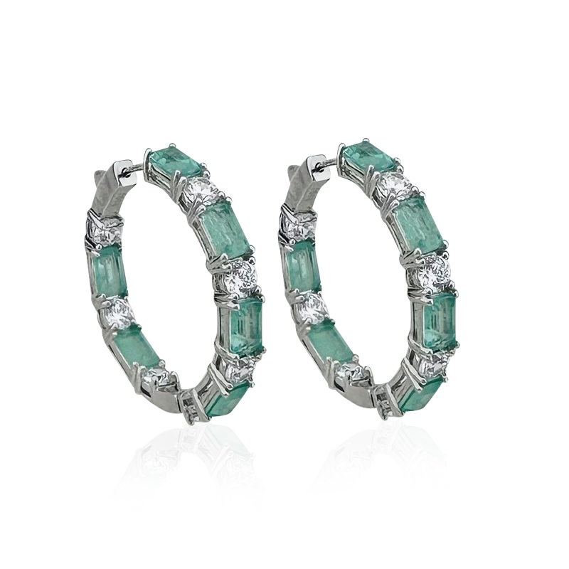 Baguette Aventurine Hoop Earrings