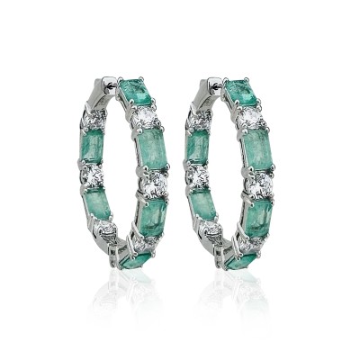 Baguette Aventurine Hoop Earrings - Thumbnail