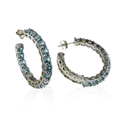 Blue Topaz Hoop Earrings - Thumbnail