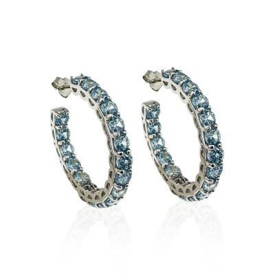 Blue Topaz Hoop Earrings - Thumbnail