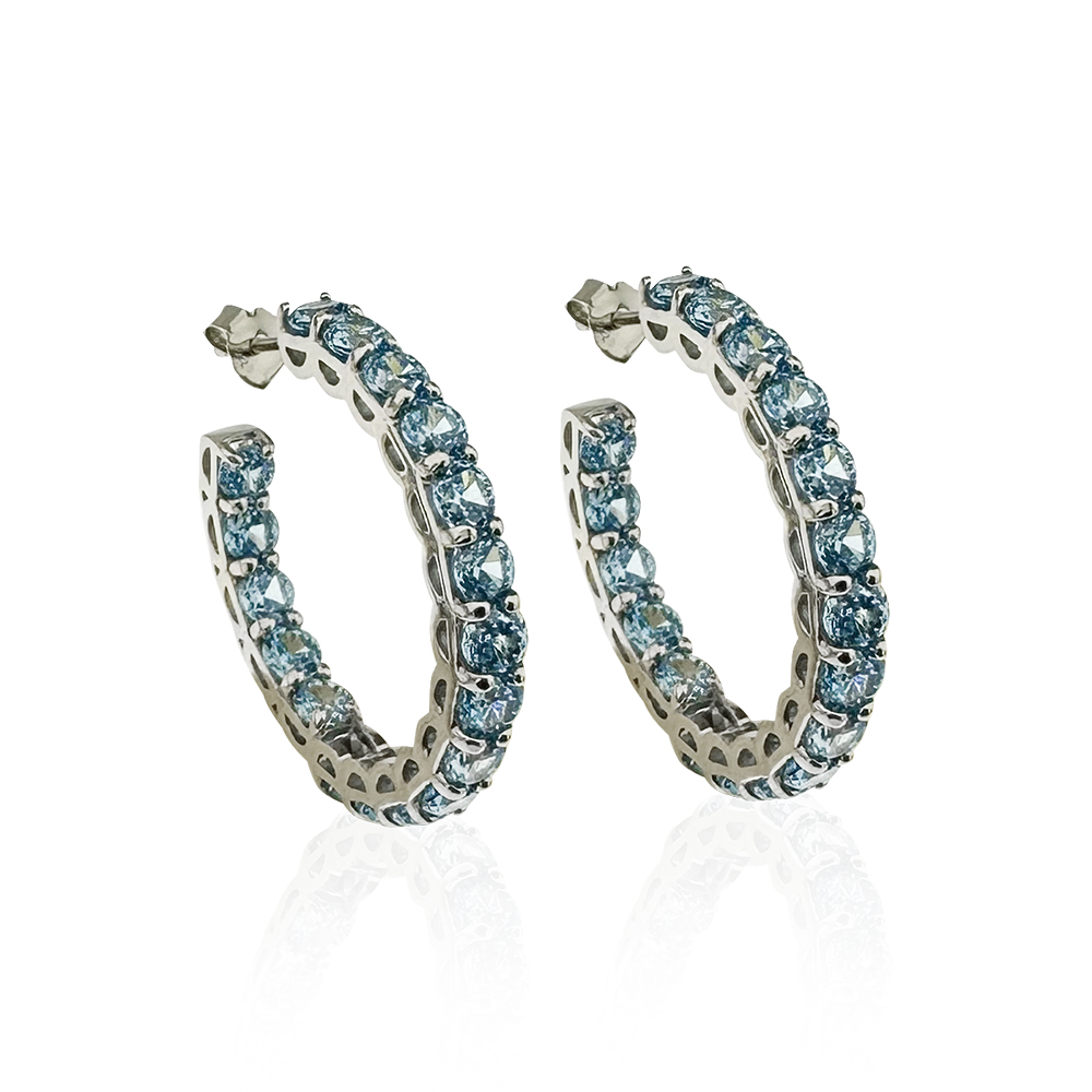 London Blue Topaz & Diamond Hoop Earrings