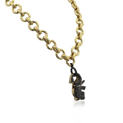 Bodrum Diamond Elephant Necklace - Thumbnail