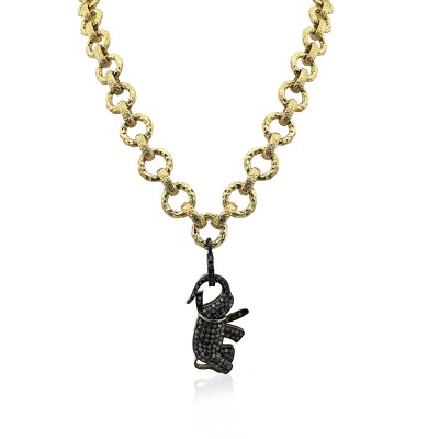 Bodrum Diamond Elephant Necklace - Thumbnail