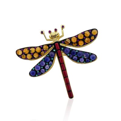 by Eda Çetin - Carnelian Dragonfly Collection Brooch