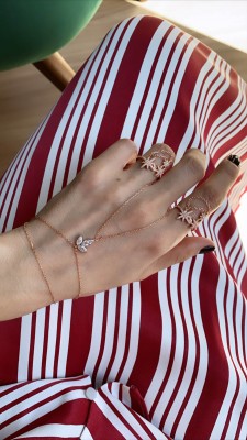 Chain Detailed Star Ring - Thumbnail