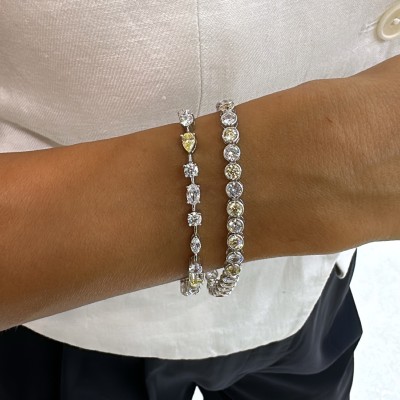 by Eda Çetin - Champagne and White Row Stone Bracelet (1)