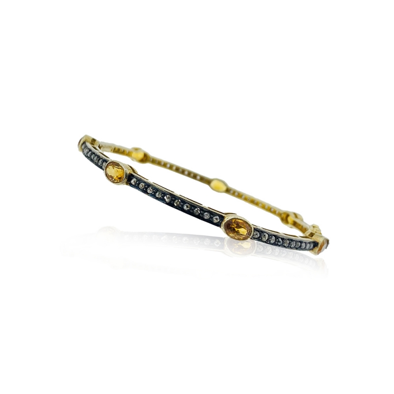 Citrine Stone Diamond Bracelet