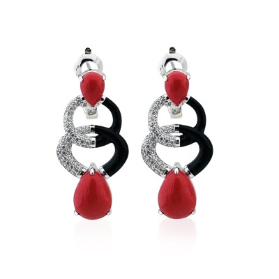 Coral Italian Earrings - Thumbnail