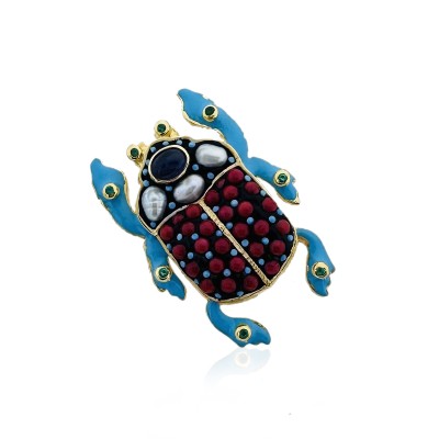 by Eda Çetin - Coral Luck Bug Brooch