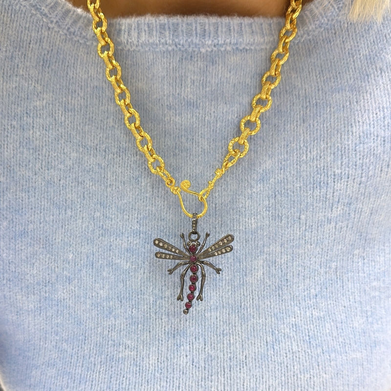 Diamond Dragonfly Necklace