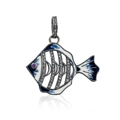 by Eda Çetin - Diamond Enamel Fish Pendant