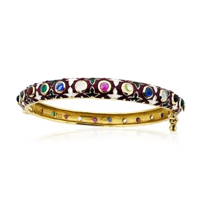 Divan Collection Enamel Bracelet - Thick - Thumbnail