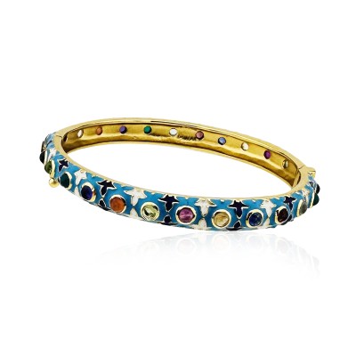 Divan Collection Enamel Bracelet - Thick - Thumbnail