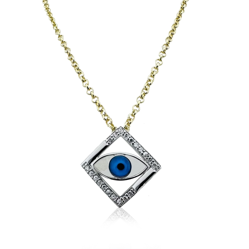 Divan Square Evil Eye Bead Necklace