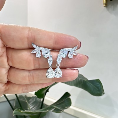 Drop Stone Wings Earrings - Thumbnail