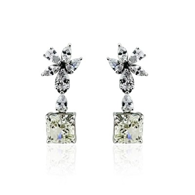 Flower Pendant Lamp Moissanite Stone Earring