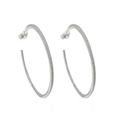 by Eda Çetin - Gemstone Hoop Earrings - 4 cm Diameter