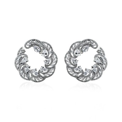 Giana Drop Circle Earrings - Thumbnail