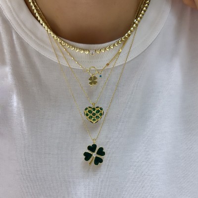 by Eda Çetin - Green Enamel Clover Necklace (1)