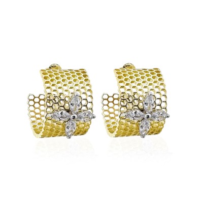 by Eda Çetin - Honeycomb Marquise Gold Earrings