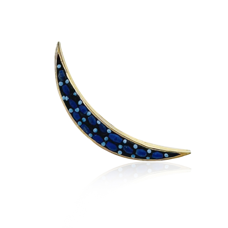 Lapis Crescent Brooch