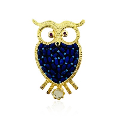 by Eda Çetin - Lapis Owl Brooch