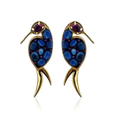 by Eda Çetin - Lapis Woodpecker Earring