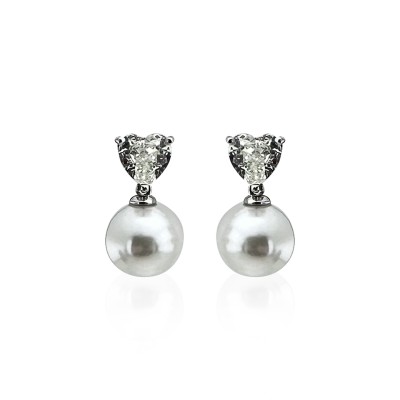 Moissanite Pearl Earring - Thumbnail