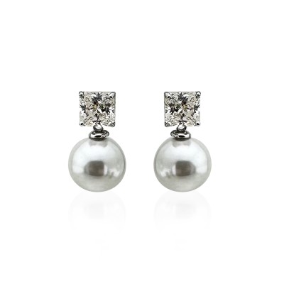 Moissanite Pearl Earring - Thumbnail