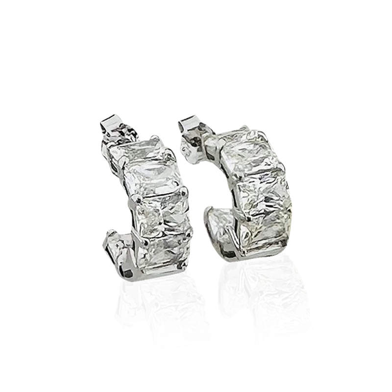 Moissanite Stone Small Hoop Earrings