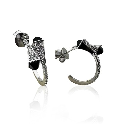 by Eda Çetin - Monaco Stone Hoop Earrings - Small Form