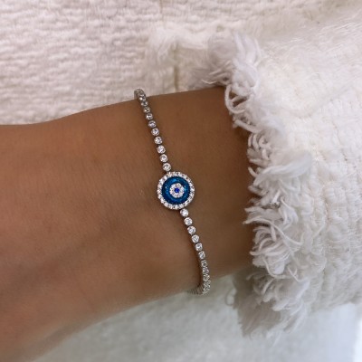 New Series Thin Glass Eye Bracelet - Single - Thumbnail