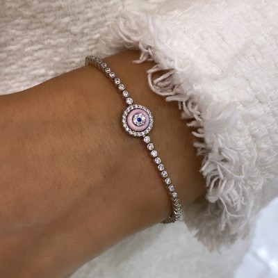 New Series Thin Glass Eye Bracelet - Single - Thumbnail