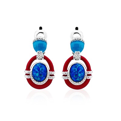 byEdaÇetin - Opal Stone Enamel Italian Earrings