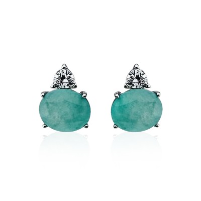 Paraiba Taşlı Oval Küpe