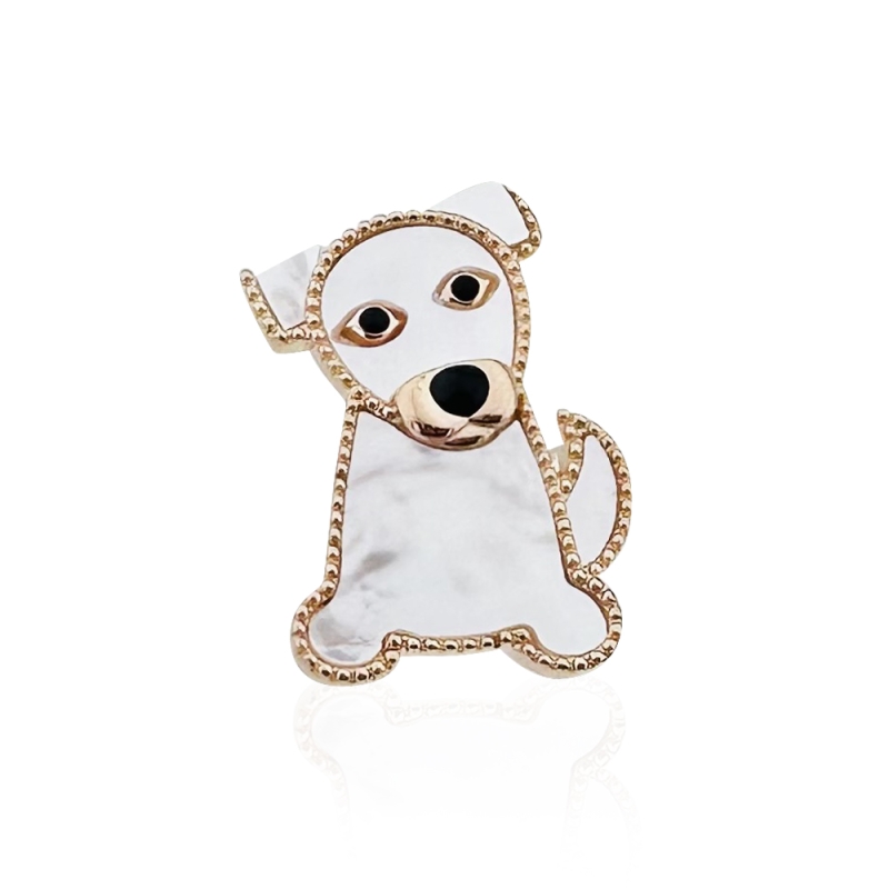 Pearl Dog Figure Brooch