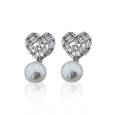 Pearl Heart Earrings