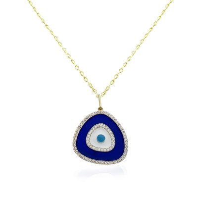 Pera Enamel Evil Eye Bead Necklace - Thumbnail