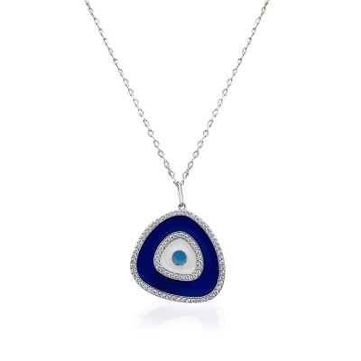 Pera Enamel Evil Eye Bead Necklace - Thumbnail