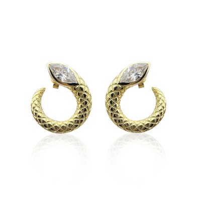 by Eda Çetin - River Stone Snake Earring