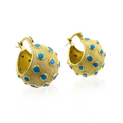 Ruub Stone Processed Ball Earrings - Thumbnail