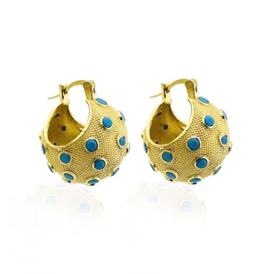 Ruub Stone Processed Ball Earrings - Thumbnail