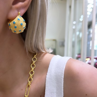 Ruub Stone Processed Ball Earrings - Thumbnail