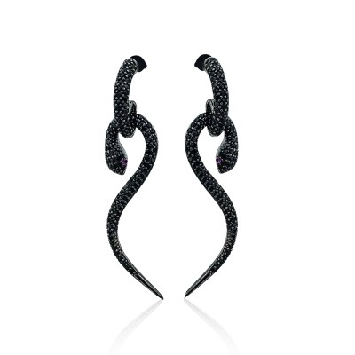 by Eda Çetin - Snake Black Riu Earrings