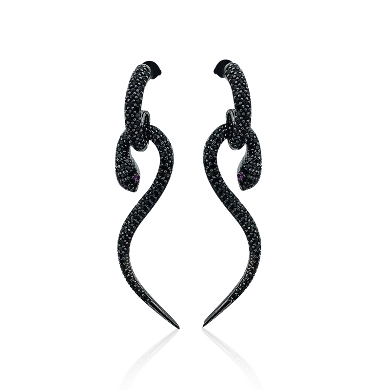 Snake Black Riu Earrings