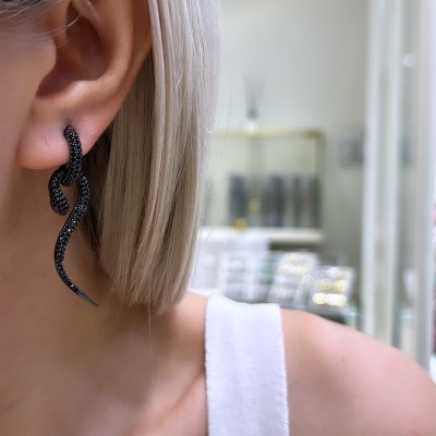 Snake Black Riu Earrings - Thumbnail