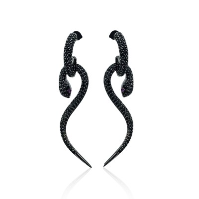 byEdaÇetin - Snake Black Riu Earrings