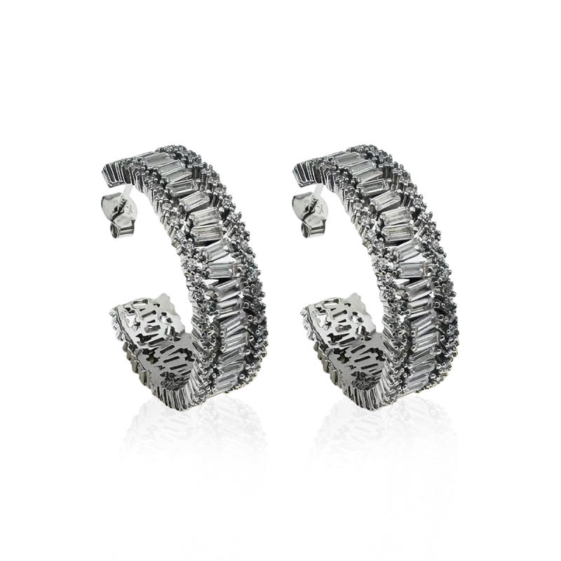 Suzanna Baguette Hoop Earrings